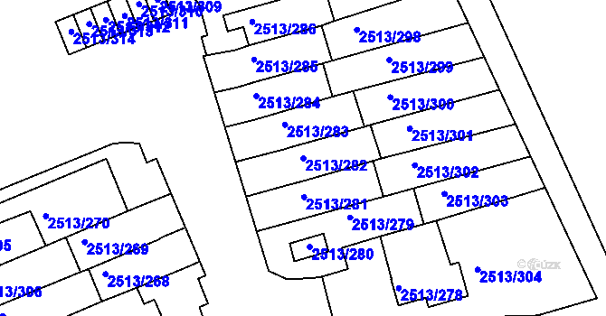 Parcela st. 2513/282 v KÚ Dejvice, Katastrální mapa