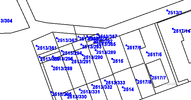 Parcela st. 2513/289 v KÚ Dejvice, Katastrální mapa