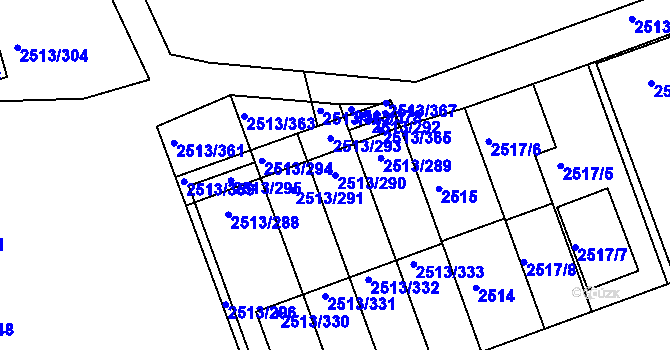 Parcela st. 2513/290 v KÚ Dejvice, Katastrální mapa