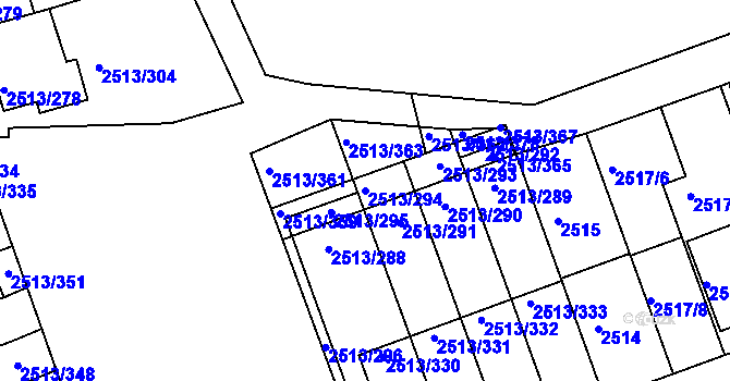 Parcela st. 2513/294 v KÚ Dejvice, Katastrální mapa