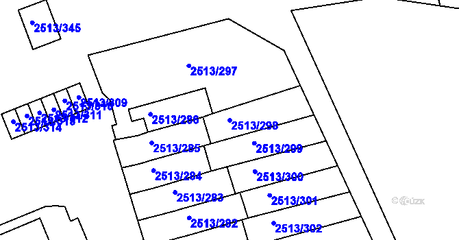 Parcela st. 2513/298 v KÚ Dejvice, Katastrální mapa