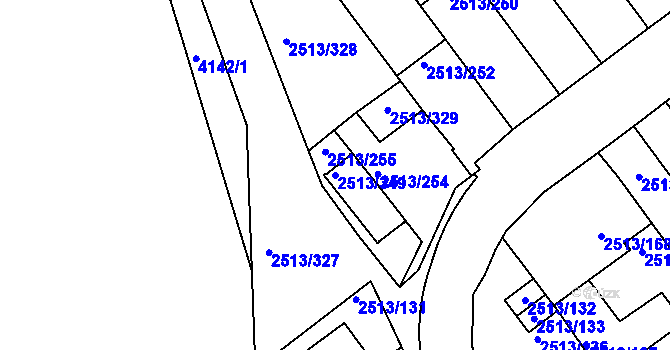 Parcela st. 2513/349 v KÚ Dejvice, Katastrální mapa