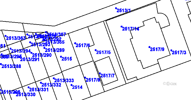 Parcela st. 2517/5 v KÚ Dejvice, Katastrální mapa