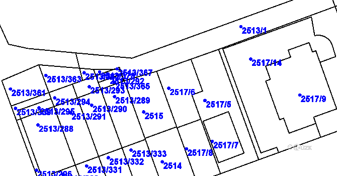 Parcela st. 2517/6 v KÚ Dejvice, Katastrální mapa