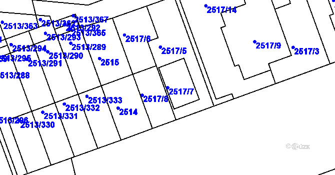 Parcela st. 2517/7 v KÚ Dejvice, Katastrální mapa
