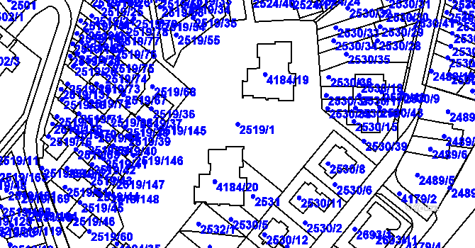 Parcela st. 2519/1 v KÚ Dejvice, Katastrální mapa