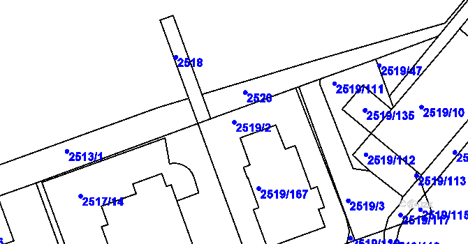 Parcela st. 2519/2 v KÚ Dejvice, Katastrální mapa