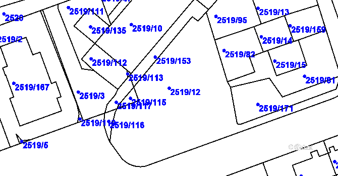 Parcela st. 2519/12 v KÚ Dejvice, Katastrální mapa