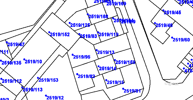 Parcela st. 2519/13 v KÚ Dejvice, Katastrální mapa