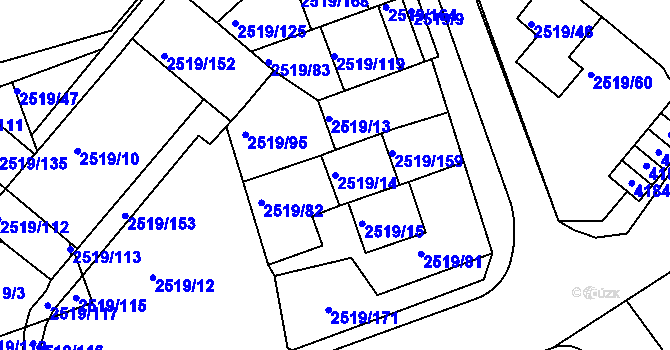 Parcela st. 2519/14 v KÚ Dejvice, Katastrální mapa