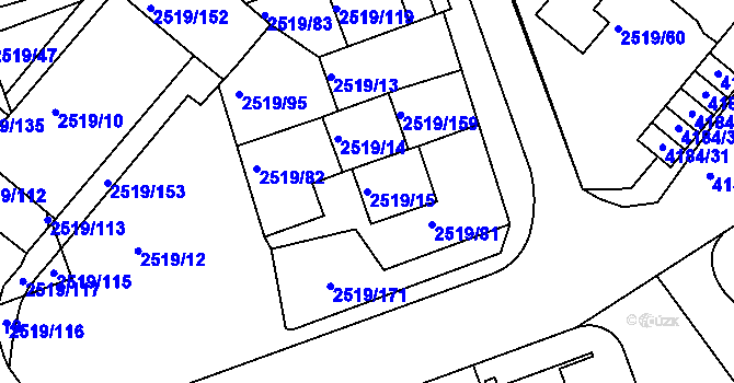 Parcela st. 2519/15 v KÚ Dejvice, Katastrální mapa