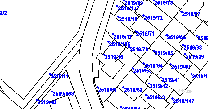 Parcela st. 2519/16 v KÚ Dejvice, Katastrální mapa