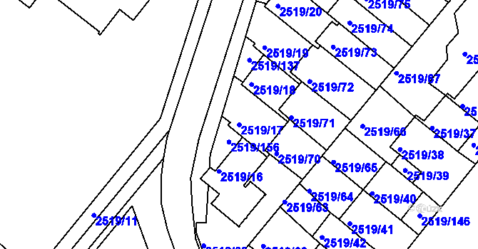 Parcela st. 2519/17 v KÚ Dejvice, Katastrální mapa