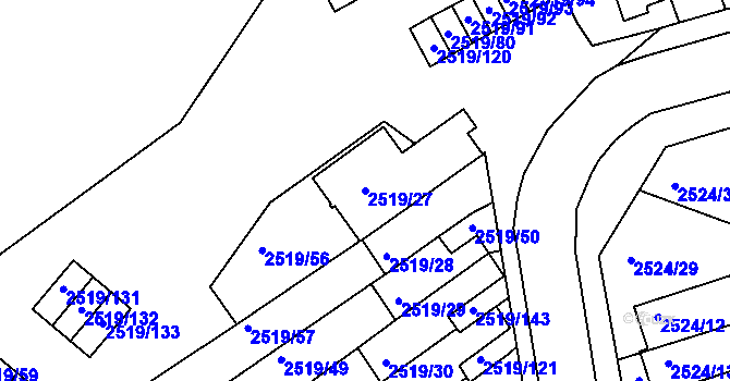 Parcela st. 2519/27 v KÚ Dejvice, Katastrální mapa
