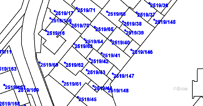 Parcela st. 2519/41 v KÚ Dejvice, Katastrální mapa