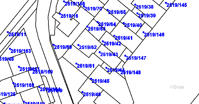 Parcela st. 2519/43 v KÚ Dejvice, Katastrální mapa
