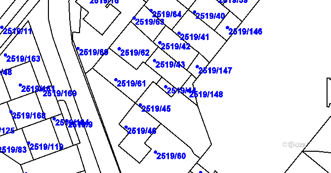 Parcela st. 2519/44 v KÚ Dejvice, Katastrální mapa