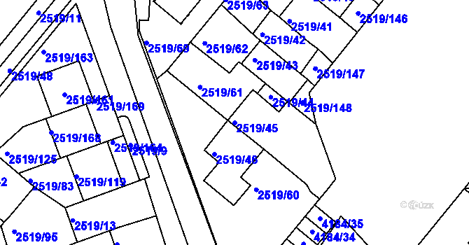 Parcela st. 2519/45 v KÚ Dejvice, Katastrální mapa