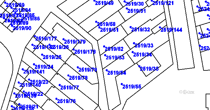 Parcela st. 2519/53 v KÚ Dejvice, Katastrální mapa
