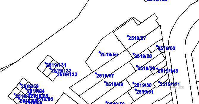 Parcela st. 2519/56 v KÚ Dejvice, Katastrální mapa