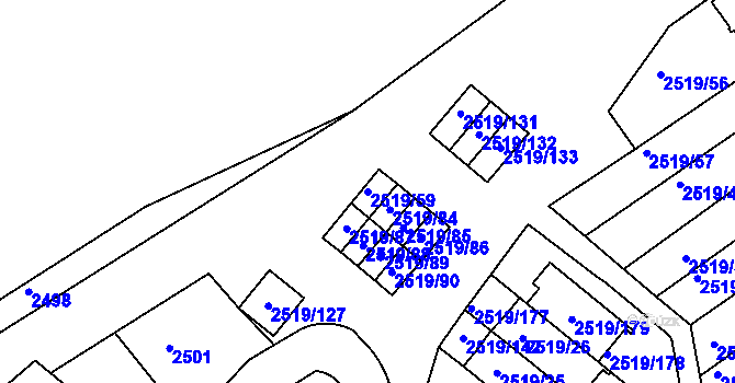 Parcela st. 2519/59 v KÚ Dejvice, Katastrální mapa