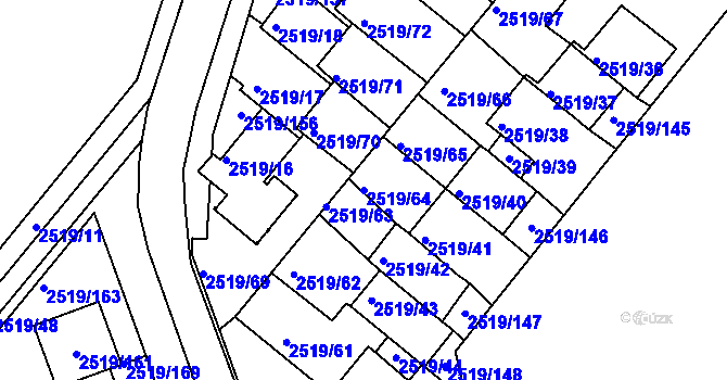 Parcela st. 2519/64 v KÚ Dejvice, Katastrální mapa
