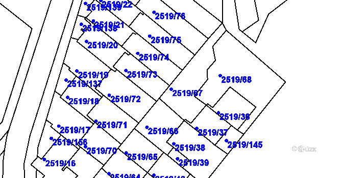 Parcela st. 2519/67 v KÚ Dejvice, Katastrální mapa