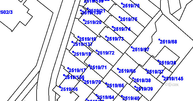 Parcela st. 2519/72 v KÚ Dejvice, Katastrální mapa