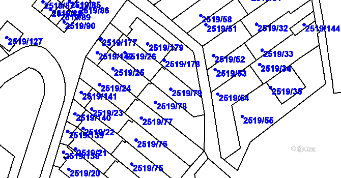 Parcela st. 2519/79 v KÚ Dejvice, Katastrální mapa
