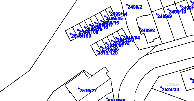 Parcela st. 2519/120 v KÚ Dejvice, Katastrální mapa