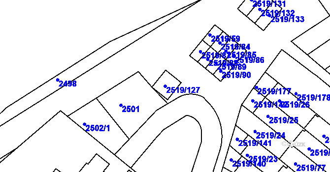 Parcela st. 2519/127 v KÚ Dejvice, Katastrální mapa