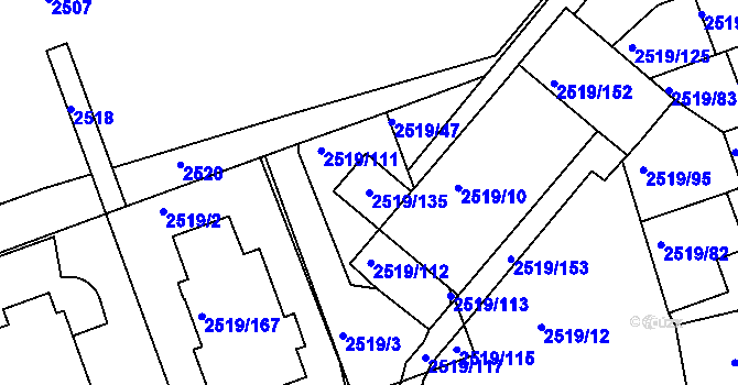 Parcela st. 2519/135 v KÚ Dejvice, Katastrální mapa