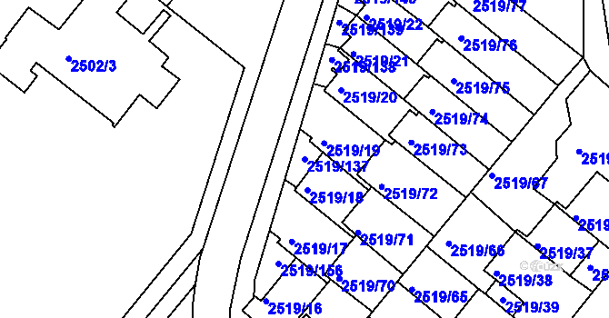 Parcela st. 2519/137 v KÚ Dejvice, Katastrální mapa