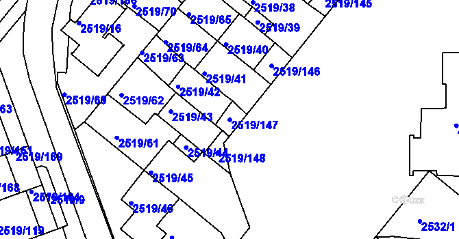 Parcela st. 2519/147 v KÚ Dejvice, Katastrální mapa