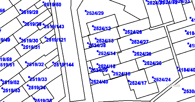 Parcela st. 2524/14 v KÚ Dejvice, Katastrální mapa