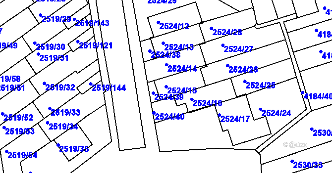 Parcela st. 2524/15 v KÚ Dejvice, Katastrální mapa