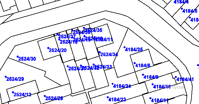 Parcela st. 2524/34 v KÚ Dejvice, Katastrální mapa
