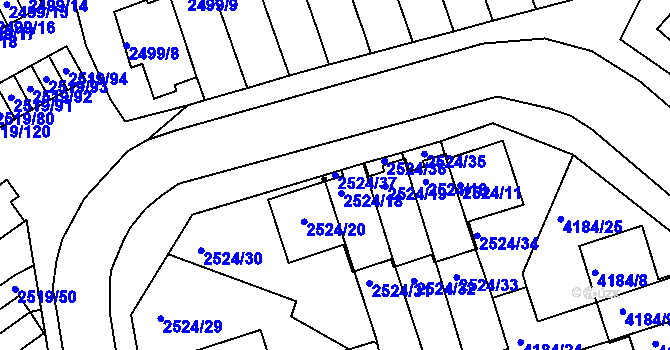 Parcela st. 2524/37 v KÚ Dejvice, Katastrální mapa