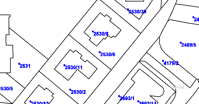 Parcela st. 2530/6 v KÚ Dejvice, Katastrální mapa