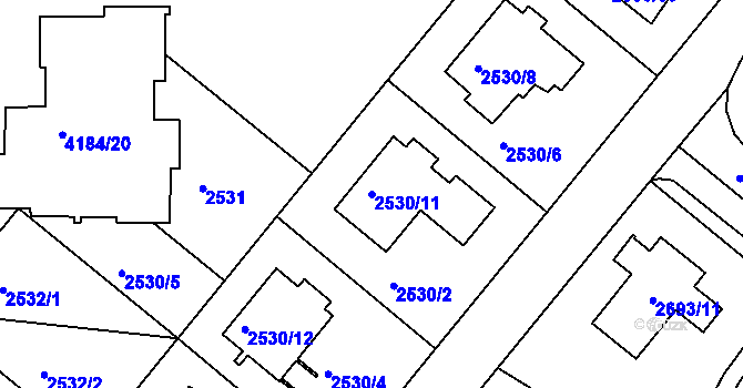 Parcela st. 2530/11 v KÚ Dejvice, Katastrální mapa