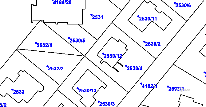 Parcela st. 2530/12 v KÚ Dejvice, Katastrální mapa
