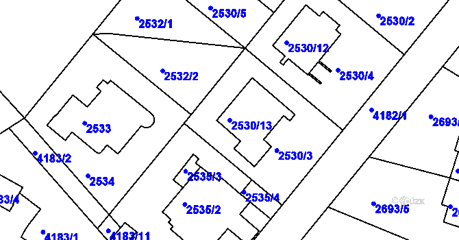 Parcela st. 2530/13 v KÚ Dejvice, Katastrální mapa