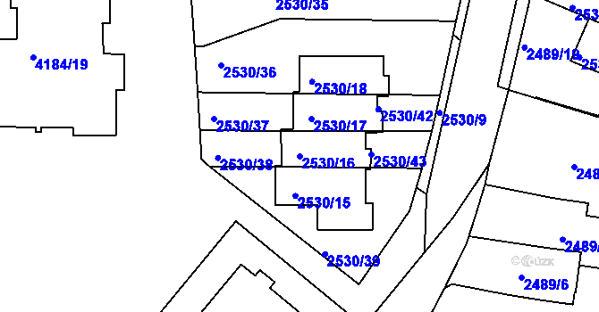 Parcela st. 2530/16 v KÚ Dejvice, Katastrální mapa
