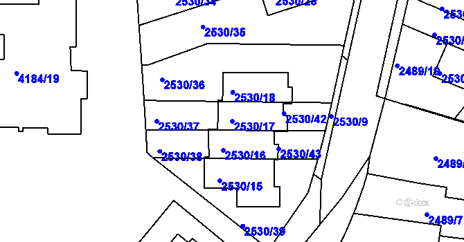 Parcela st. 2530/17 v KÚ Dejvice, Katastrální mapa