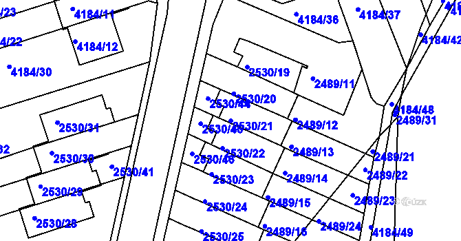 Parcela st. 2530/21 v KÚ Dejvice, Katastrální mapa