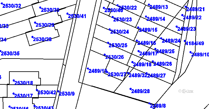 Parcela st. 2530/26 v KÚ Dejvice, Katastrální mapa