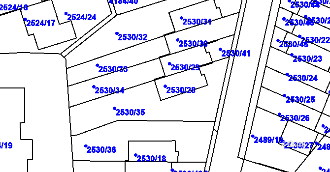 Parcela st. 2530/28 v KÚ Dejvice, Katastrální mapa