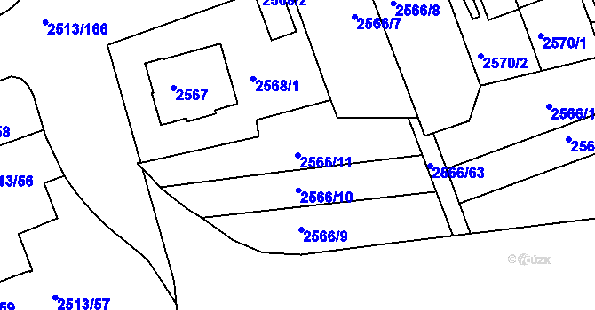 Parcela st. 2566/11 v KÚ Dejvice, Katastrální mapa