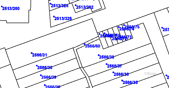 Parcela st. 2566/60 v KÚ Dejvice, Katastrální mapa