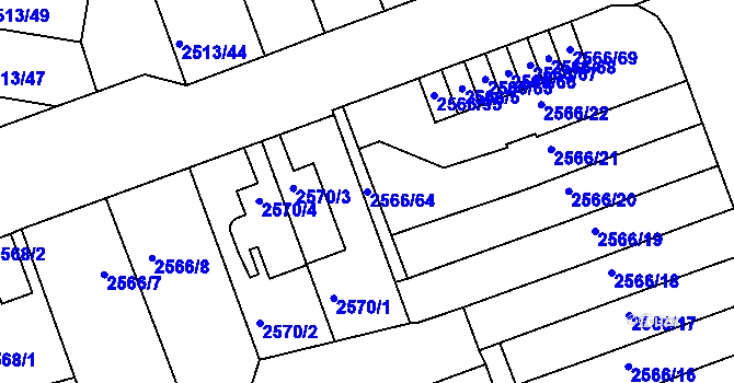 Parcela st. 2566/64 v KÚ Dejvice, Katastrální mapa